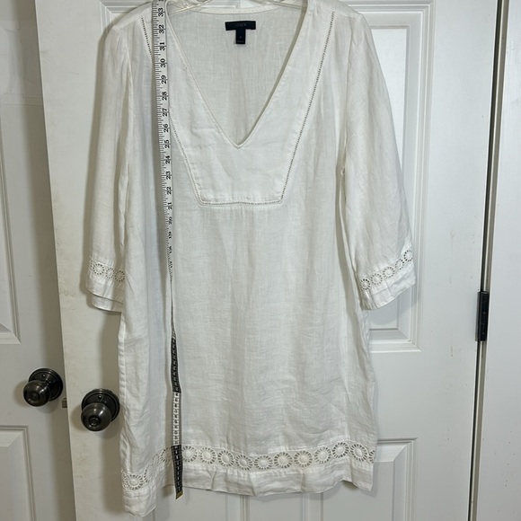 J. Crew Tunic linen cover up size small white with lace beach pool - Picture 7 of 7